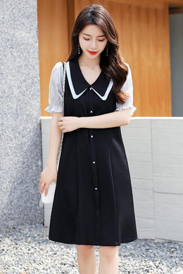 Z20XL056夏季新款韩版时尚修身百搭娃娃领短袖连衣裙